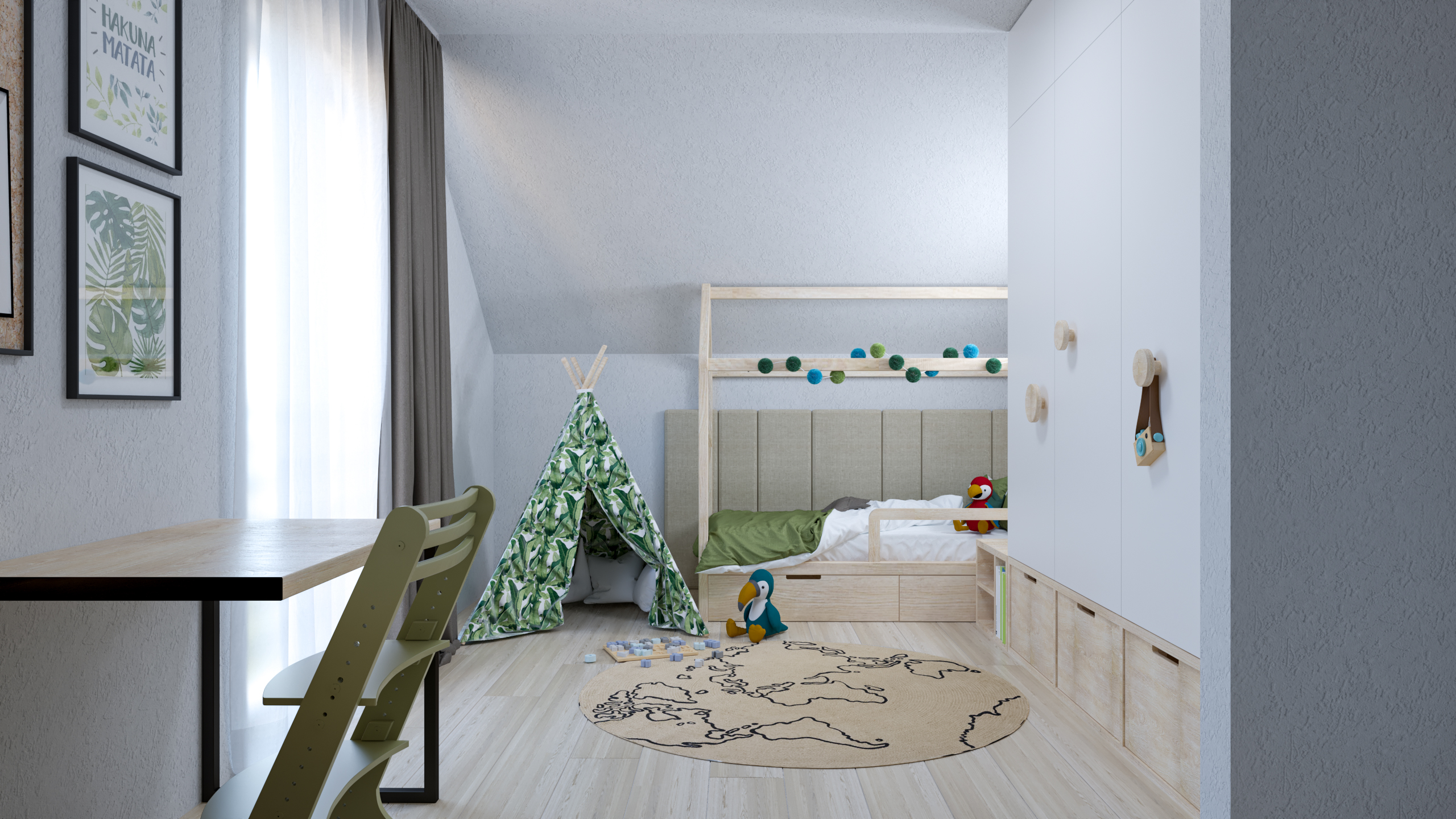 návrh interiéru detská - študentská izba